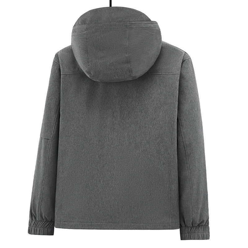 Men's Breathable Softshell Outdoor Jacket with Hood, Welded Seams and Sleeve Pocket Chichicherry