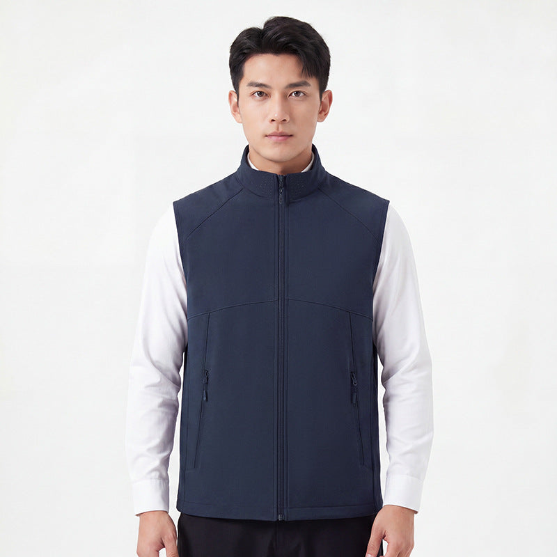 Men's softshell vest with stand-up collar, windproof performance softshell and structured inner side Chichicherry