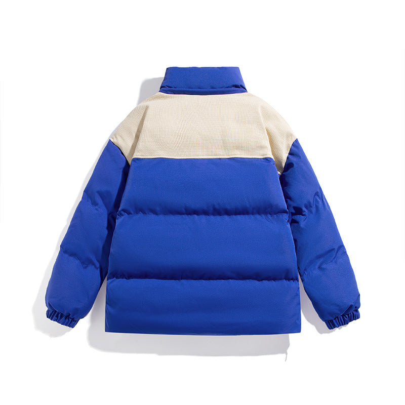 Men's Padded Oversize Quilted Jacket with High Stand-Up Collar and Contrasting Shoulder Panel Chichicherry