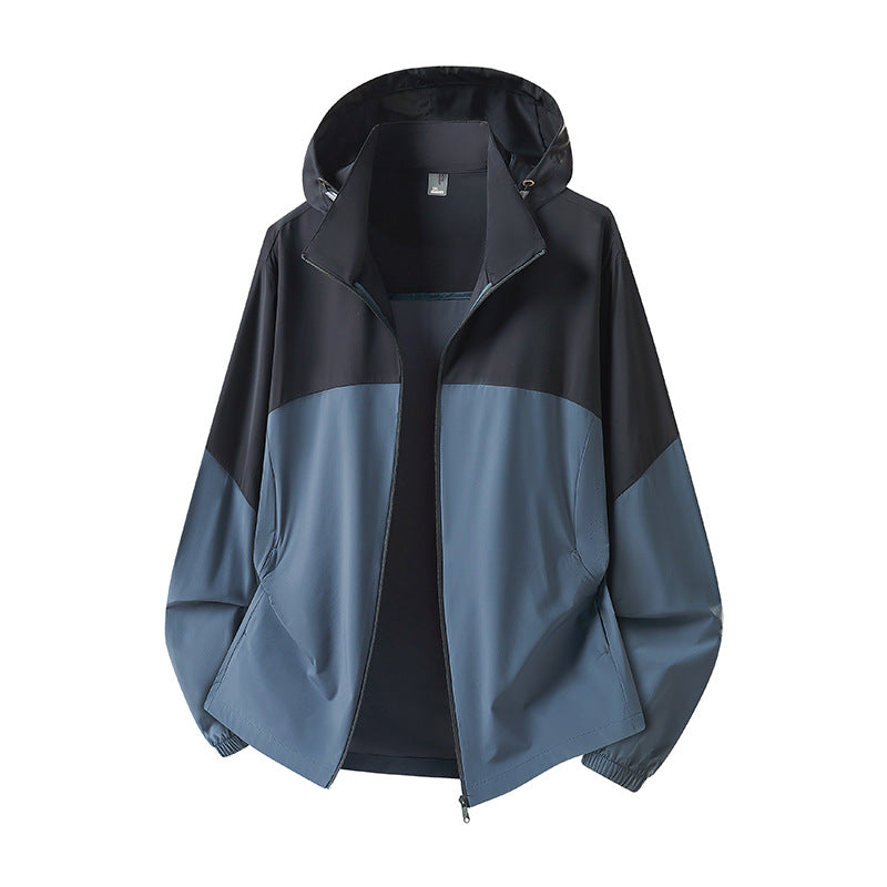 Men's Lightweight Hooded Rain Jacket with Breathable Softshell Material and Elastic Cuffs Chichicherry