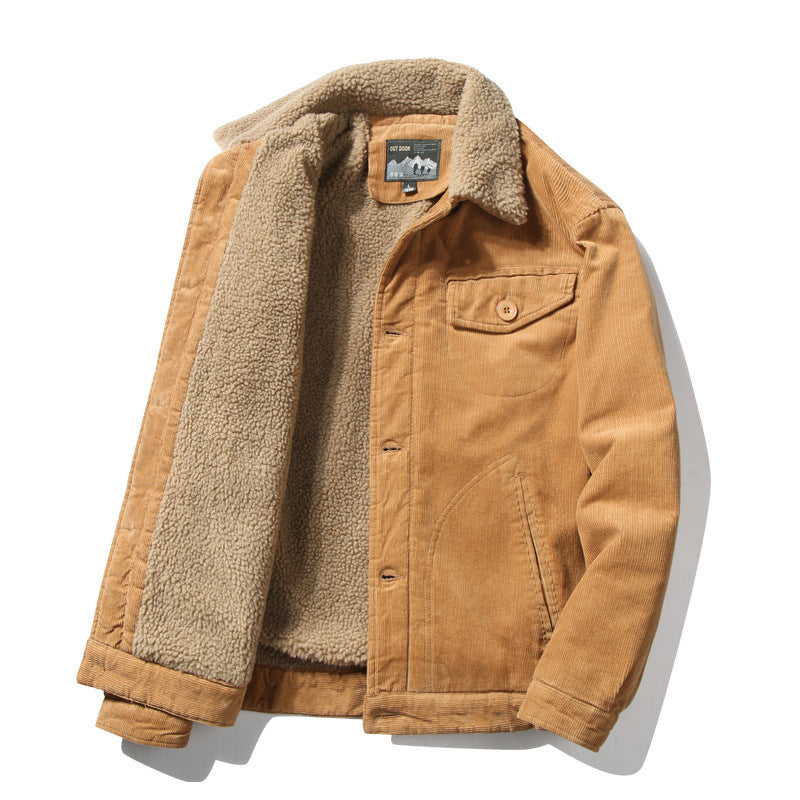 Men's cord trucker jacket with warming teddy lining and shirt collar Chichicherry