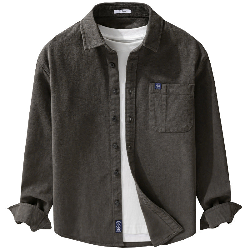 Men's cotton twill shirt jacket in vintage finish with patch chest pocket Chichicherry