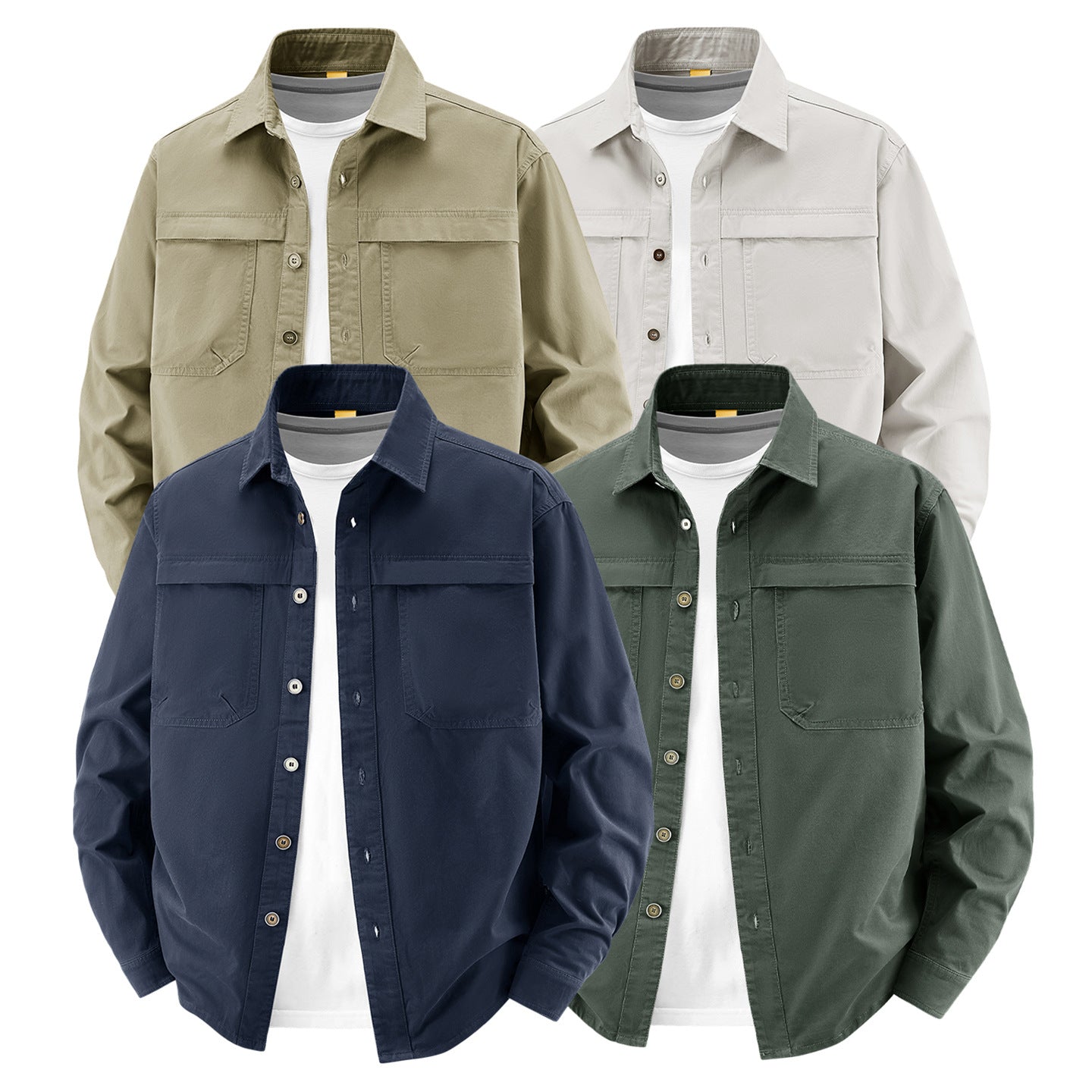 Men's overshirt made of cotton twill with two chest flaps and relaxed fit Chichicherry