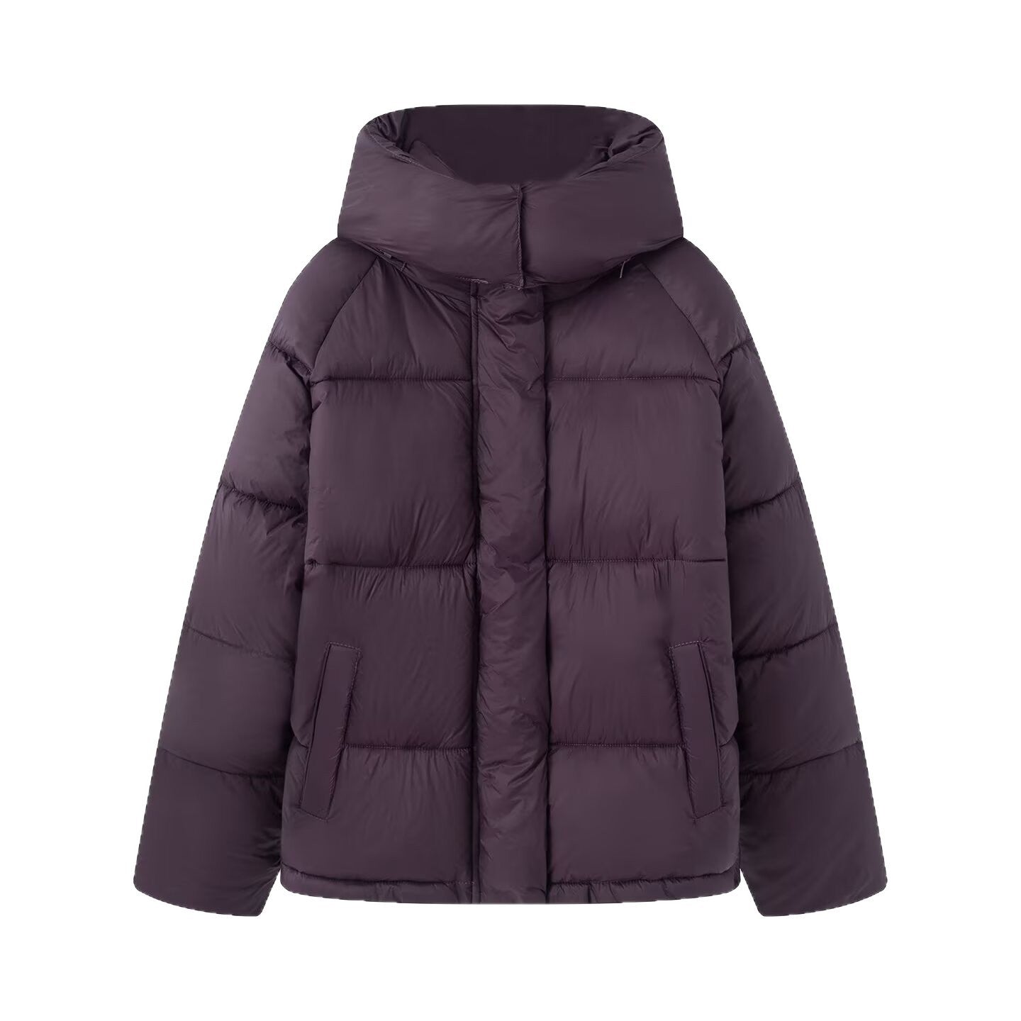 Women's Boxy Quilted Jacket with High Collar, Hood and Concealed Fastening Chichicherry