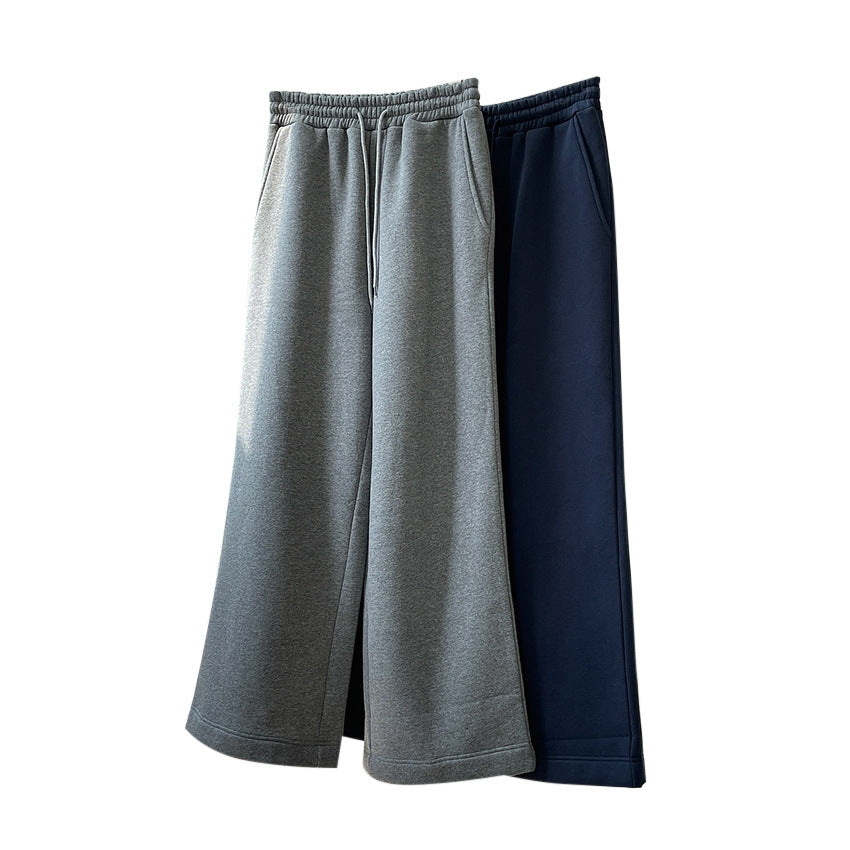 Women's Extra Wide Palazzo Sweatpants Made of Cotton Fleece with Drawstring and Side Pockets Chichicherry