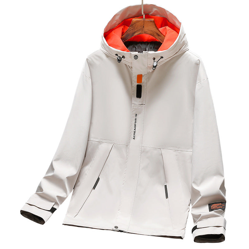 Men's Lightweight Utility Rain Jacket with Hood, Windproof Softshell and Reflective Inserts Chichicherry