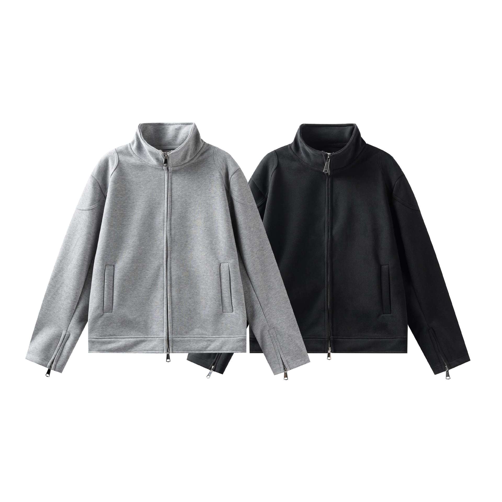 Unisex High Collar Zip Jacket made of French Terry with sleeve slits and side pockets Chichicherry