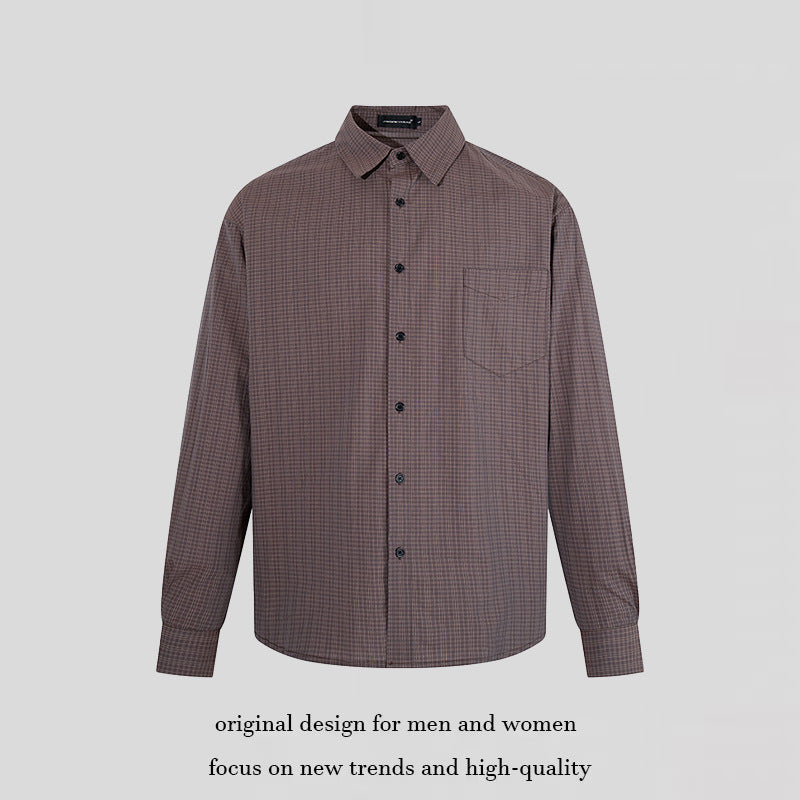 Men's long sleeve shirt in fine Glencheck with chest pocket and straight cut Chichicherry