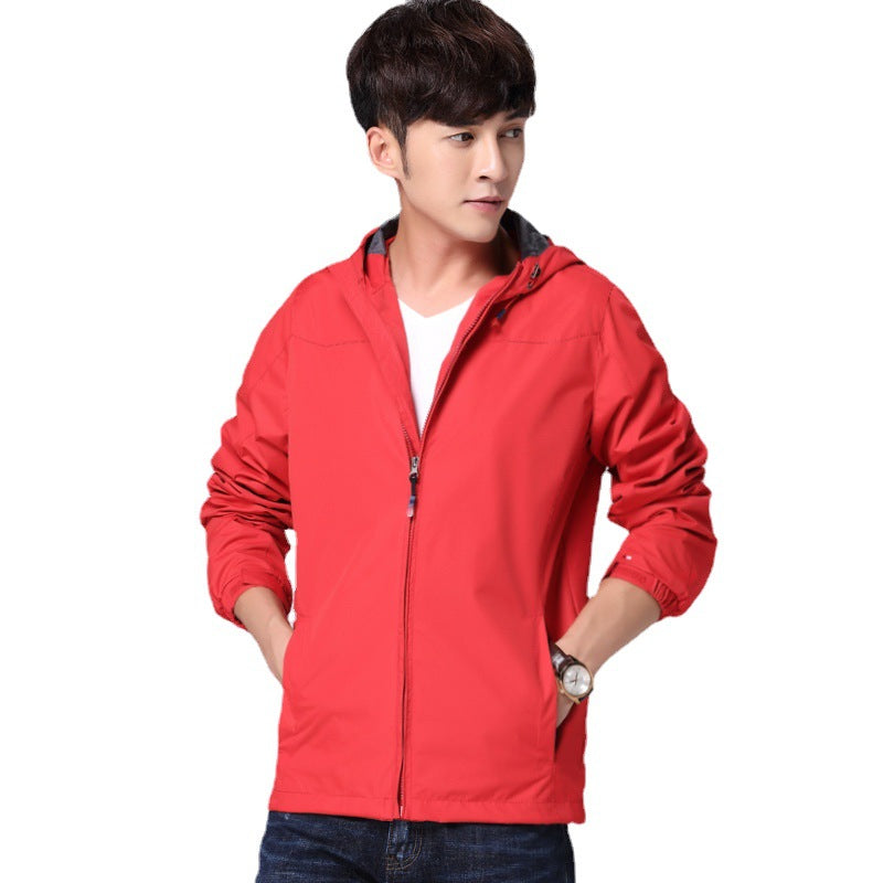 Men's lightweight windproof hooded jacket made of functional nylon with concealed zipper Chichicherry