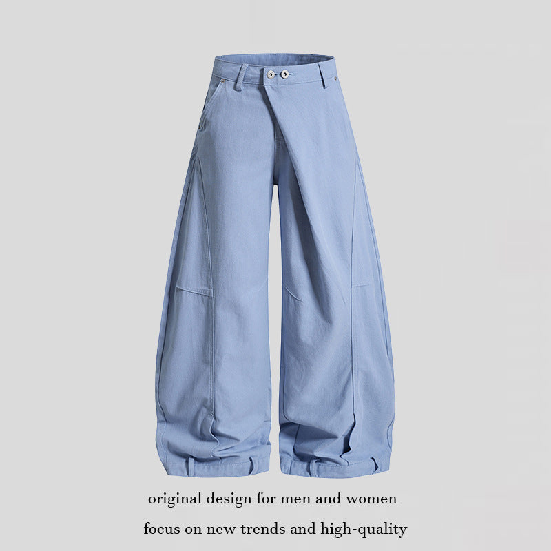 Women's Wide High-Waist Culotte Cargo Balloon Pants with Draping and Adjustable Hem Chichicherry