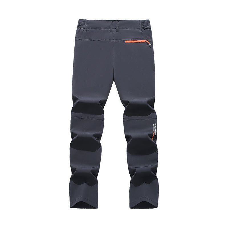Men's softshell outdoor pants with reinforced knee sections, zippered pockets, and elastic waistband Chichicherry