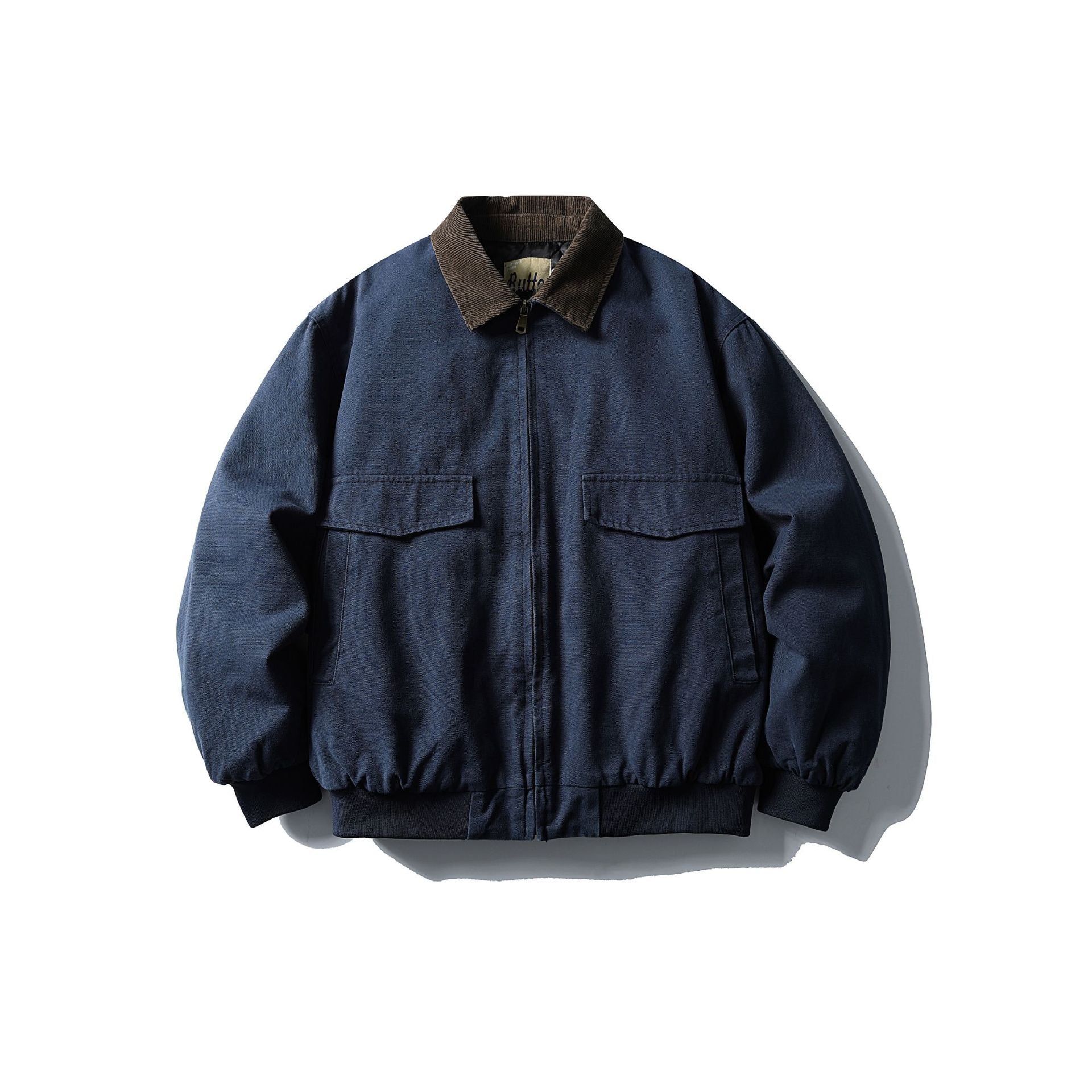 Men's Robust Canvas Jacket with Cord Collar and Utility Pockets Chichicherry