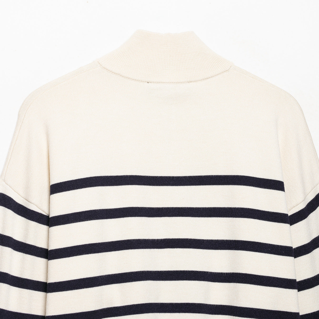 Women's Striped Half-Zip Knit Sweater with Stand-up Collar Chichicherry
