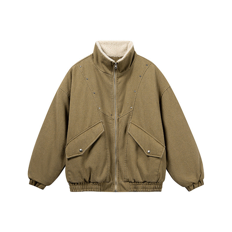 Unisex Boxy Denim Blouson with contrasting teddy lining and large flap pockets Chichicherry