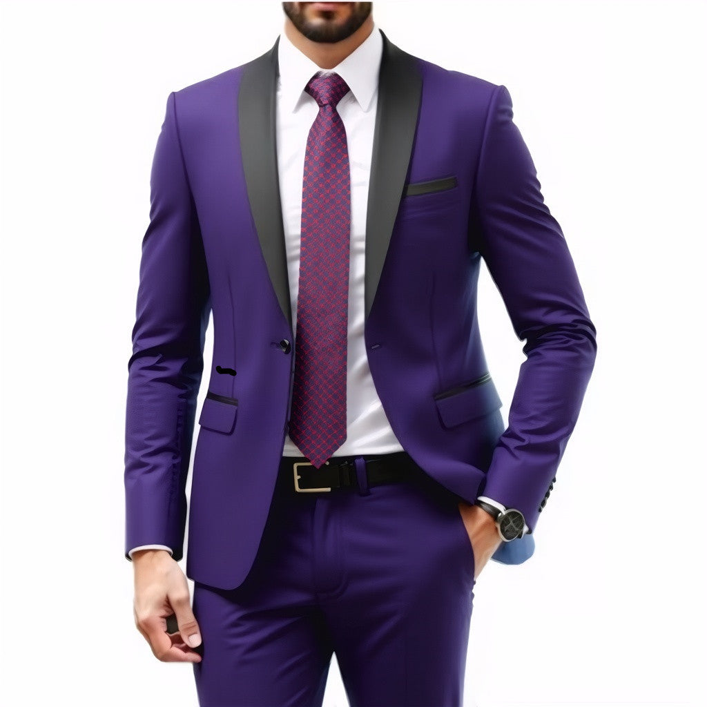 Men's Slim Fit Tuxedo with Shawl Collar and One-Button Jacket Chichicherry