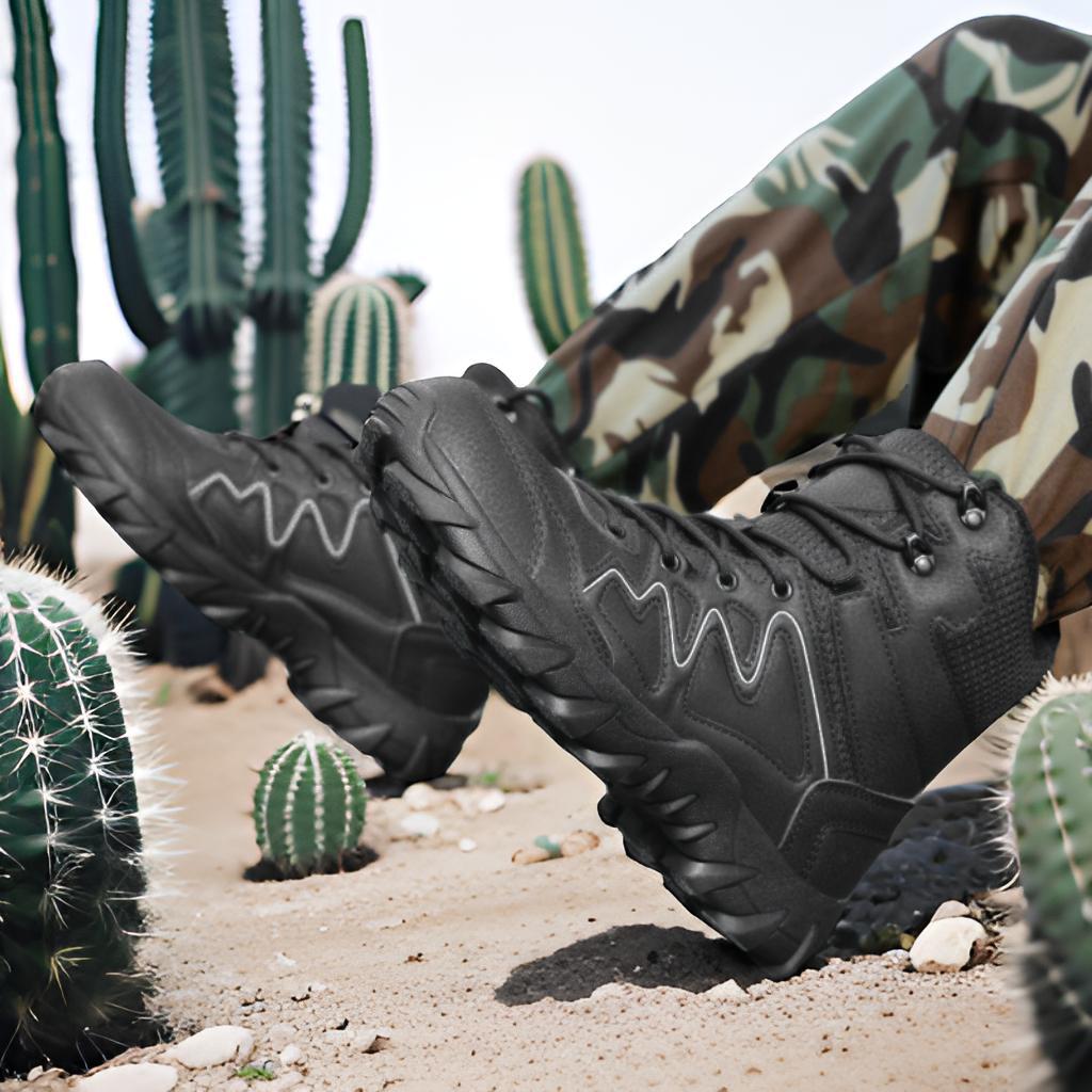 Men's Breathable Desert Deployment Boots with Side Zipper and Profiling Offroad Grip Chichicherry