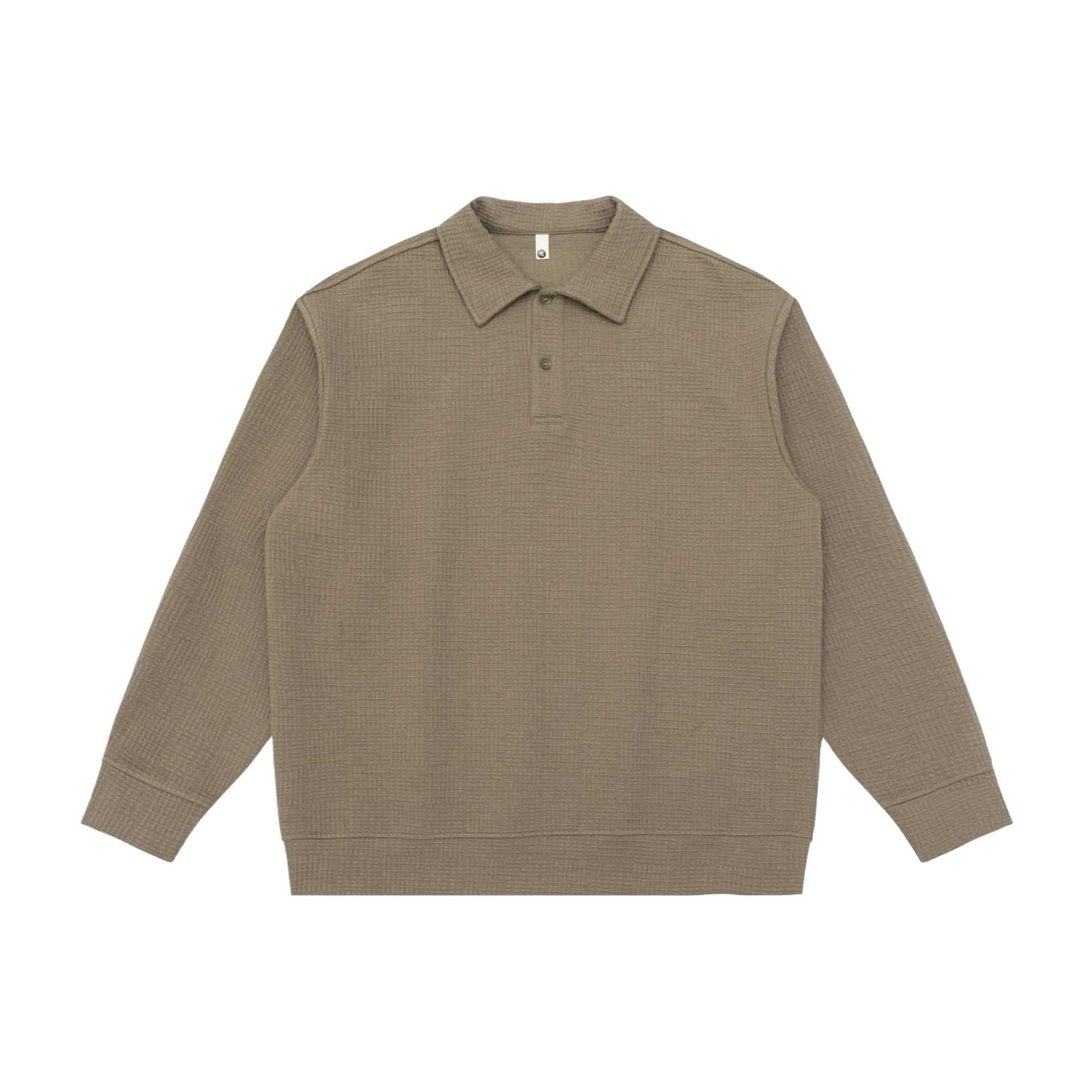 Unisex Waffle Knit Polo Shirt with Polo Collar and Half Button Placket Chichicherry