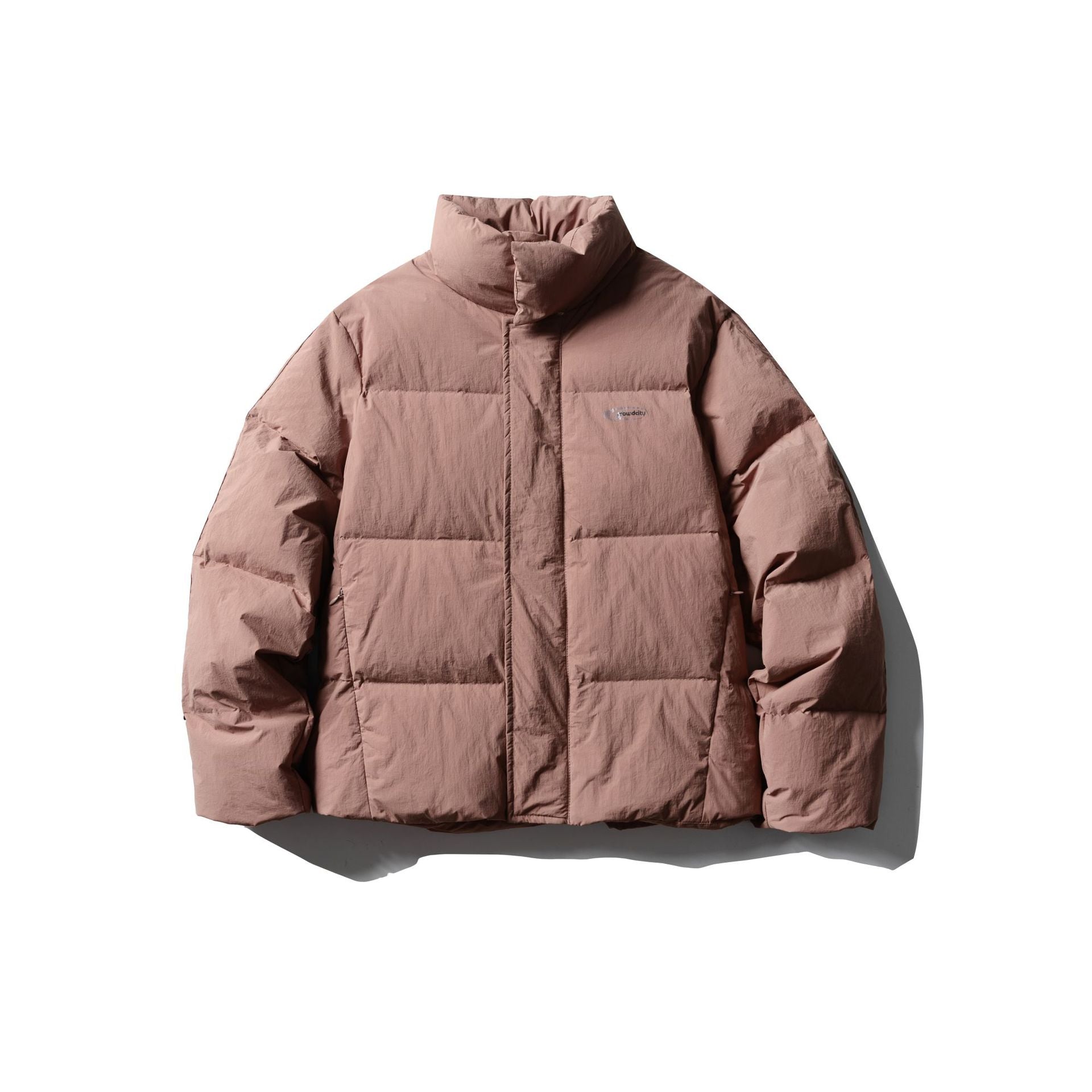 Men's Short Boxy Puffer with Padded Cushion Collar and Windproof Outer Shell Chichicherry