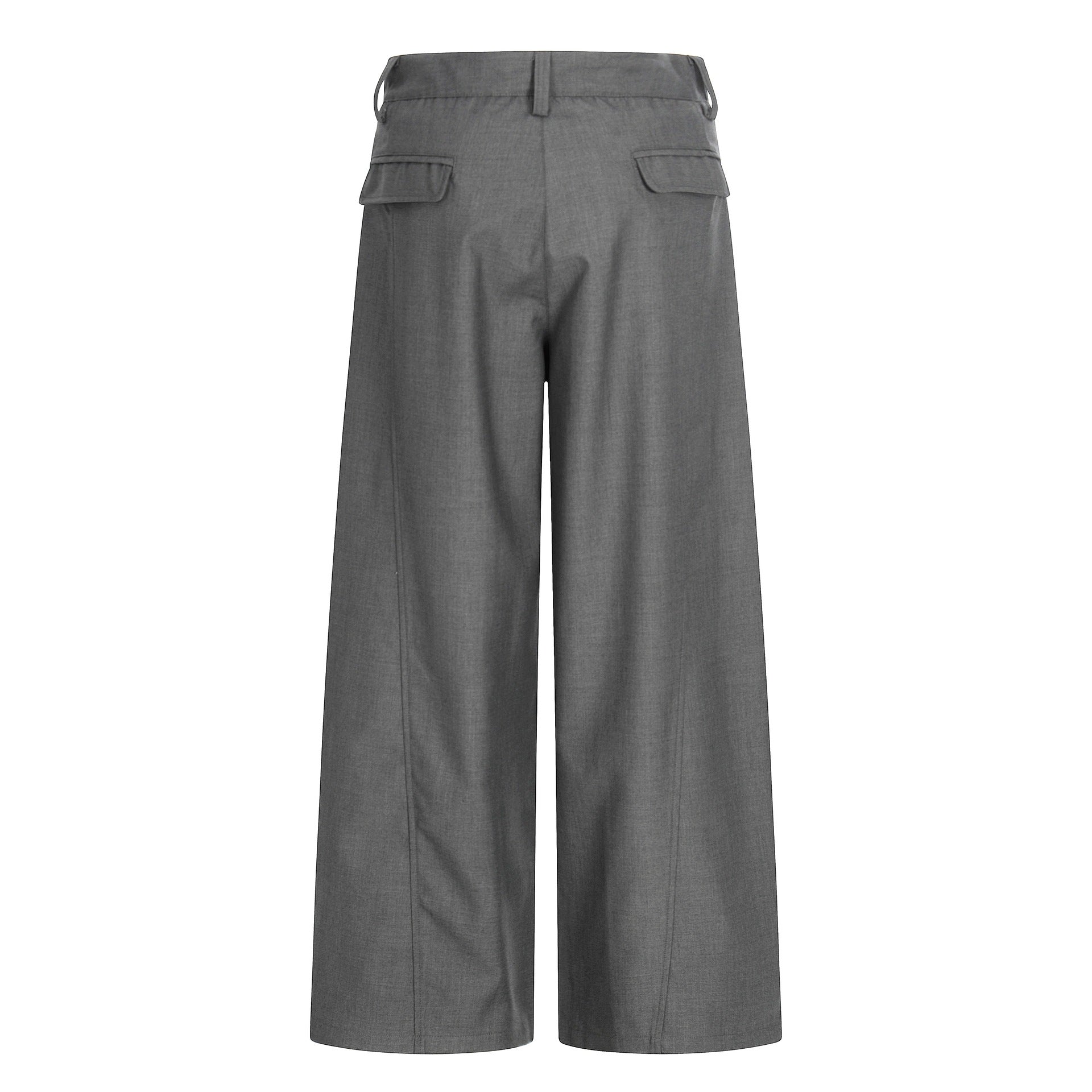 Women's Wide Culotte Pants with Pleats, High Waist and Patch Pockets Chichicherry