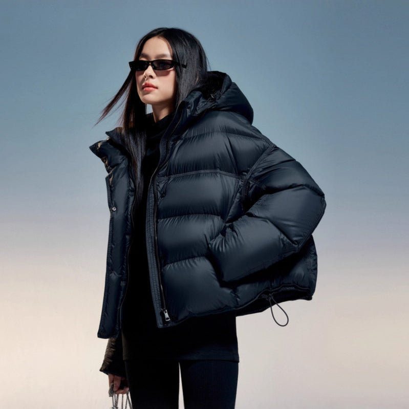Women Short Cut Padded Jacket with Hood and High Insulation Chichicherry
