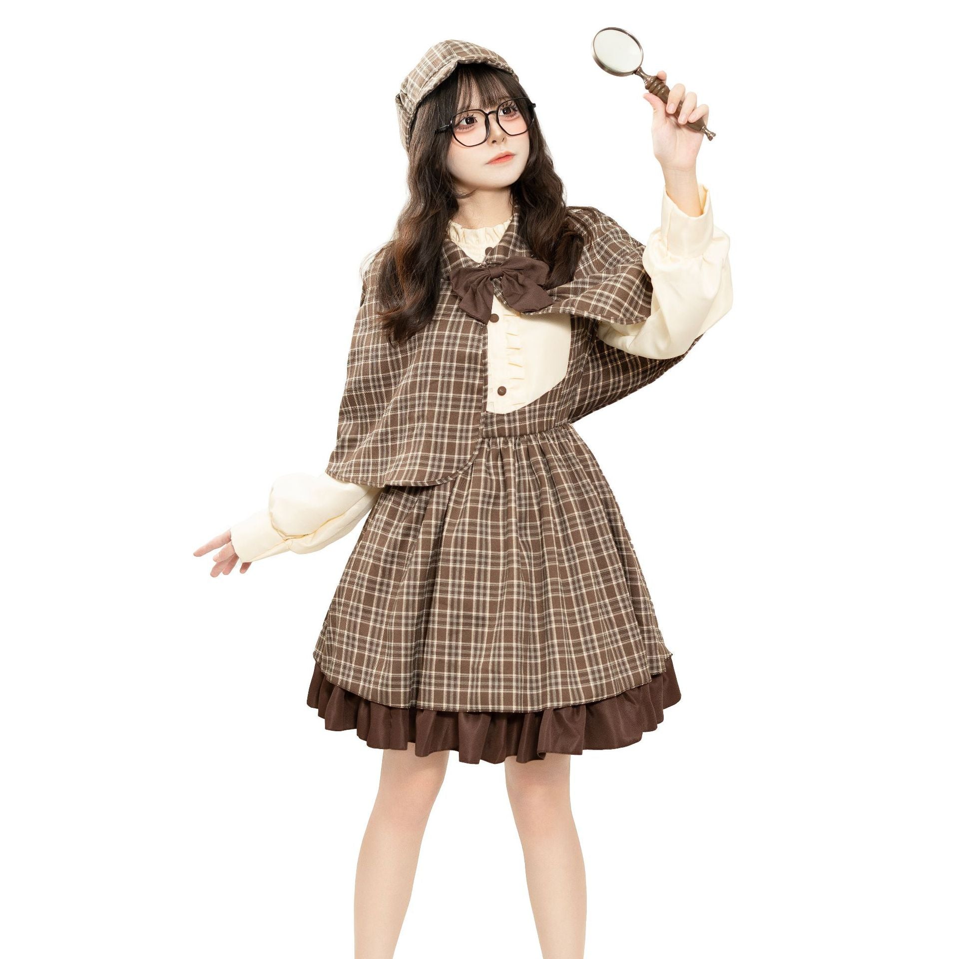Girl Detective Costume with Checkered Details Chichicherry