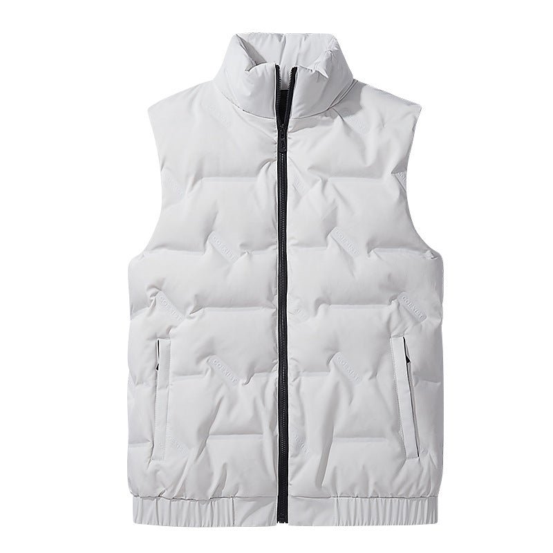 Men's Ultralight Puffer Vest with Stand-up Collar and Elastic Hem Chichicherry