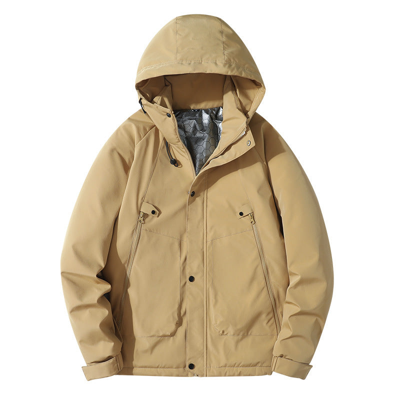 Men's Lightweight Hooded Jacket made of Softshell with Thermal Lining and Minimalist Zip Pockets Chichicherry