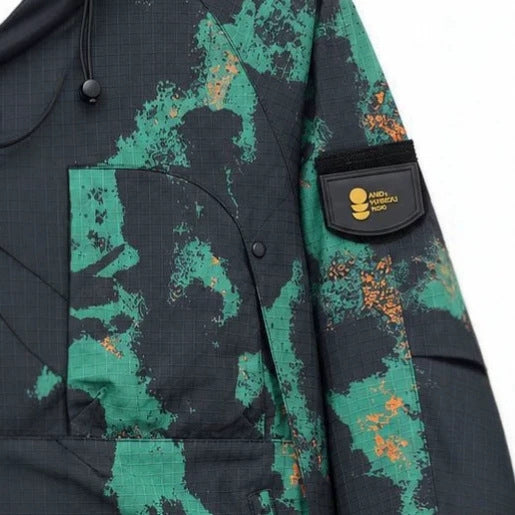 Men's Technical Camouflage Outdoor Jacket with Hood, Ripstop and Multifunctional Pockets Chichicherry