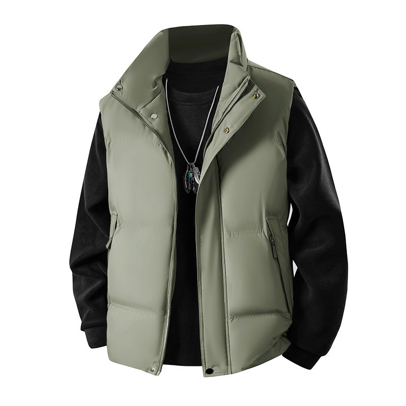 Men's padded sleeveless thermal vest with stand-up collar and zippered pockets Chichicherry