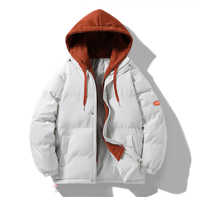Men's padded puffer jacket with contrasting hood, windproof outer shell, and drawstring Chichicherry