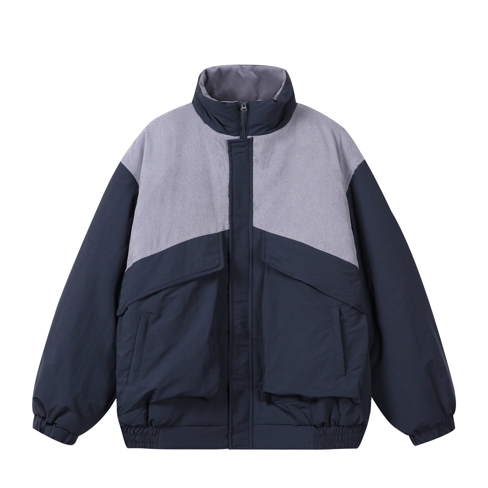 Unisex Boxy Puffer Jacket with high stand-up collar, cord shoulder yoke and large flap pockets Chichicherry