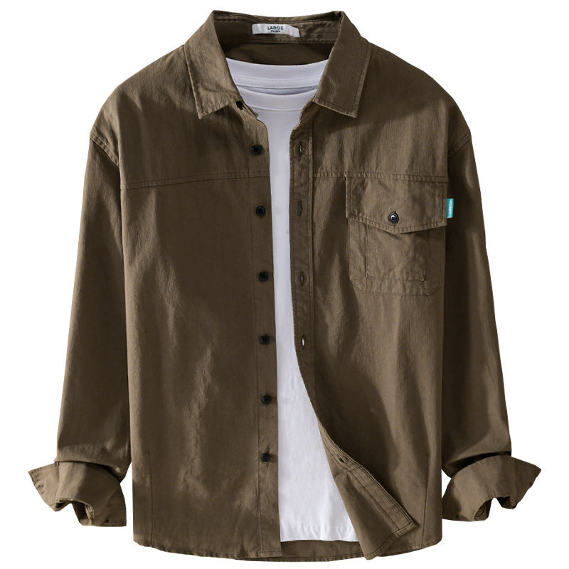 Men's vintage-inspired worker overshirt made of cotton blend with chest flap and relaxed fit Chichicherry