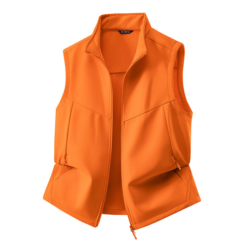 Women's Sleeveless Softshell Vest with Stand-Up Collar, Stretch Lining and Two-Way Zipper Chichicherry