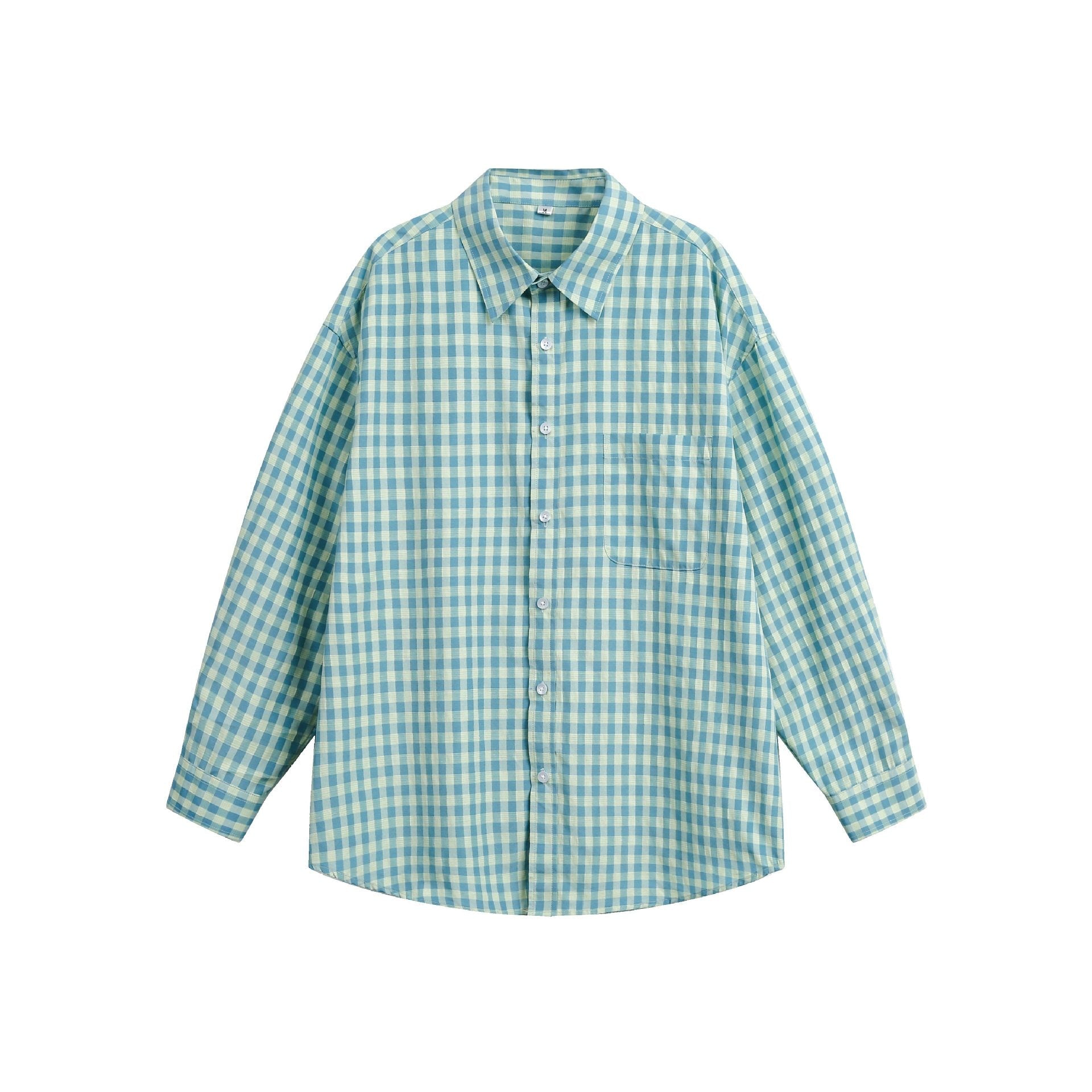 Women's Oversize Check Shirt with Boxy Silhouette, Kent Collar and Chest Pocket Chichicherry