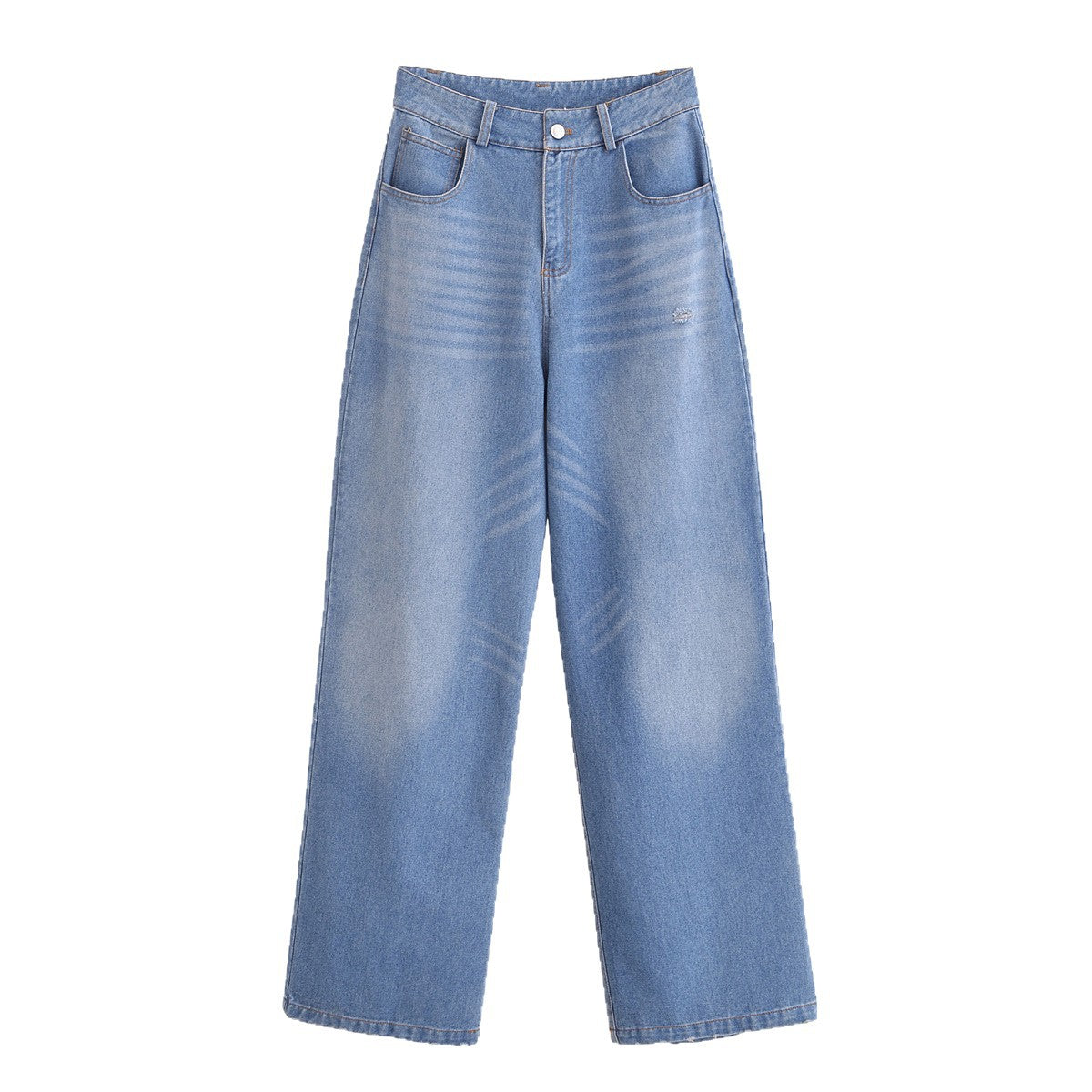 Women's High-Waist Jeans Pants with Wide Leg, Straight Hem and Subtle Used Look Chichicherry