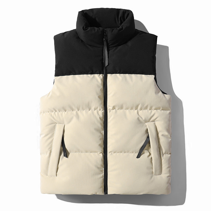 Men's Quilted Thermal Padded Vest with High Collar and Windproof Shoulder Yoke Chichicherry
