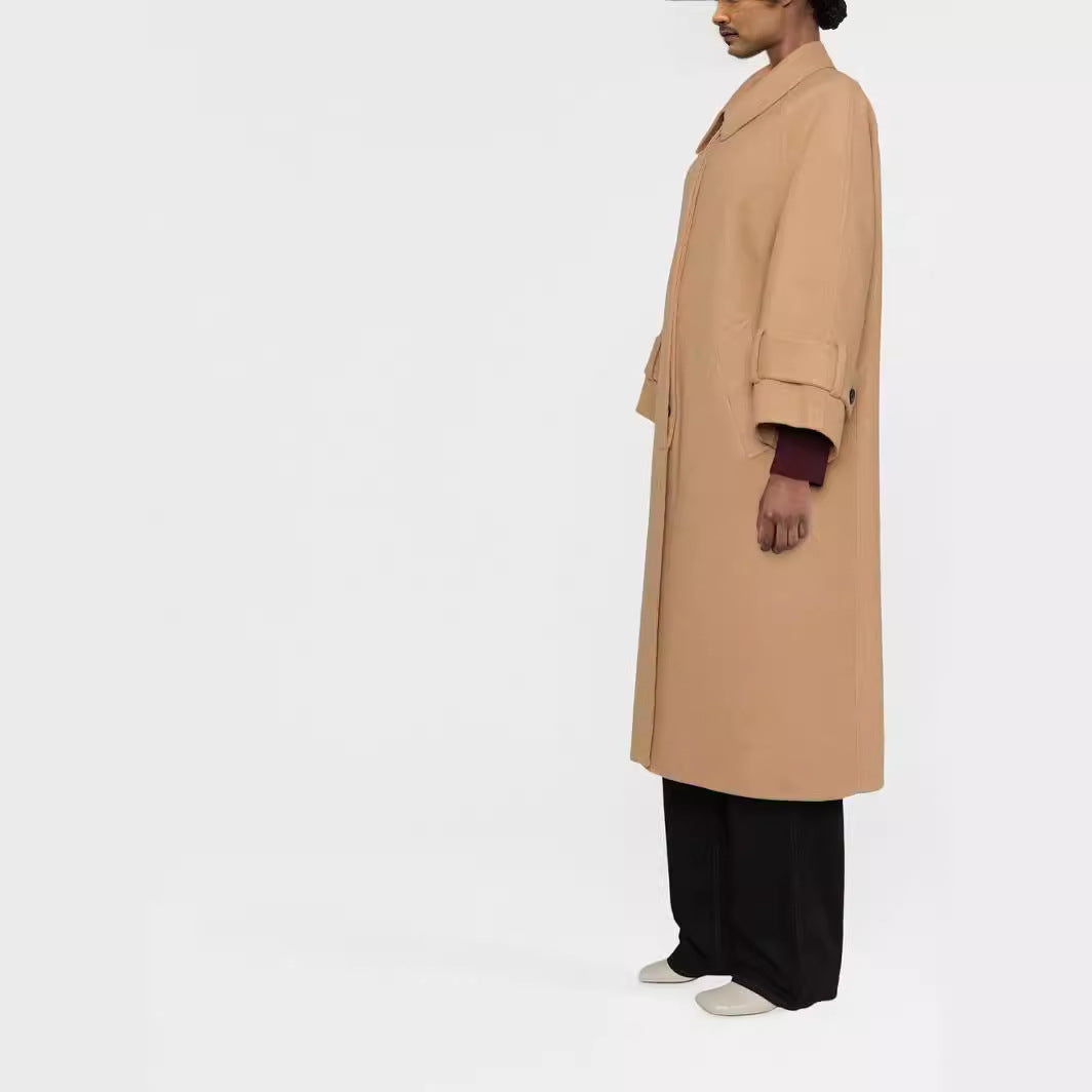 Women's Maxi Length Wool Blend Coat with Extra Long, Boxy Sleeves Chichicherry
