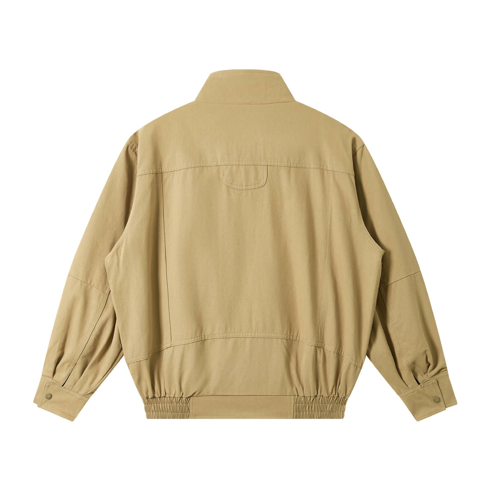 Men's Lightweight Canvas Field Jacket with Stand-Up Collar, Concealed Zipper and Elastic Hem Chichicherry