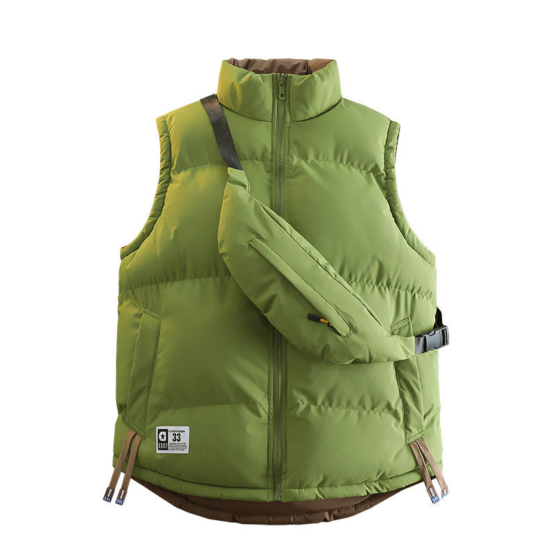 Ladies Modern Quilted Outdoor Vest with Integrated Belt Pocket System and High Stand Collar Chichicherry
