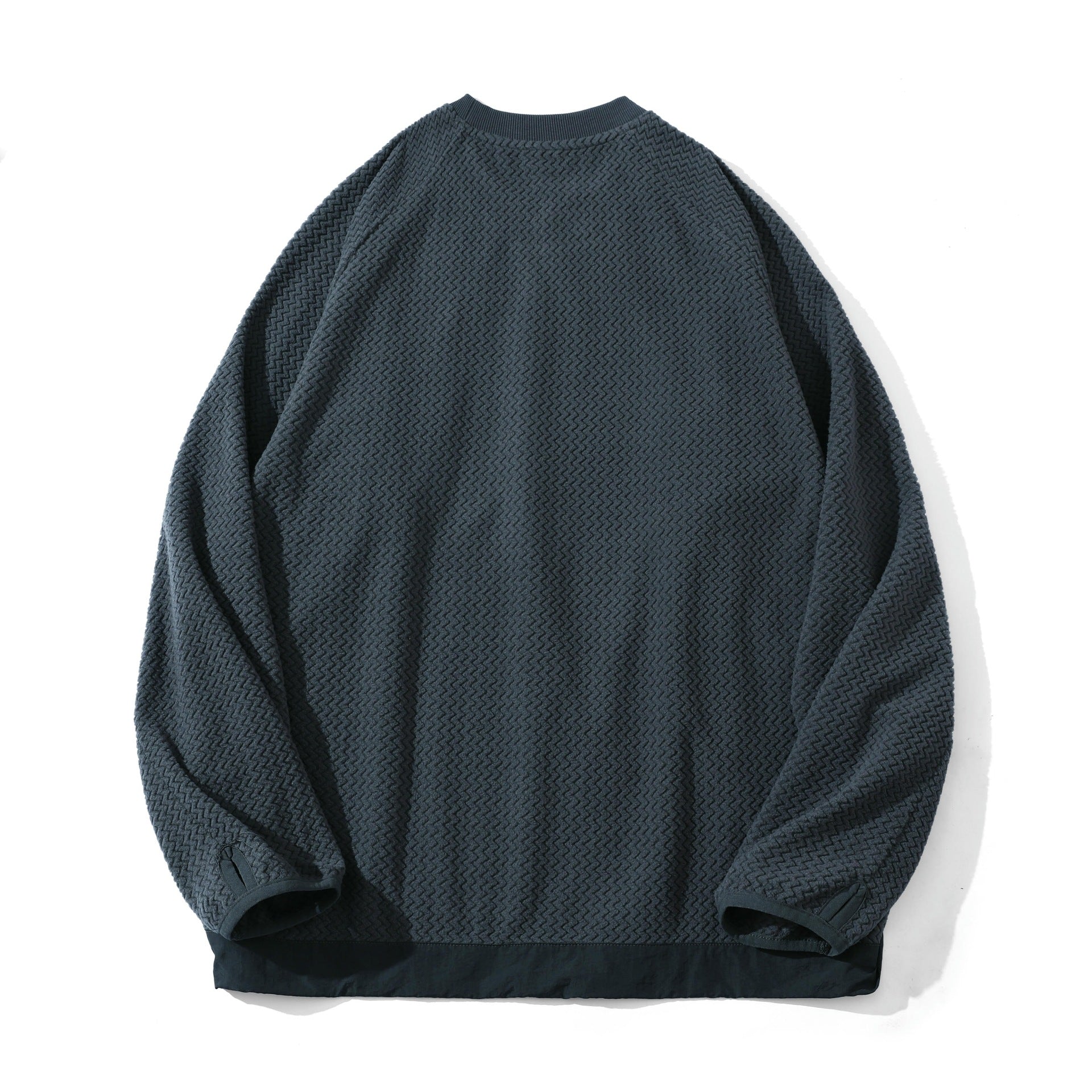 Unisex Textured Waffle Sweatshirt with Chest Zip Pocket Chichicherry