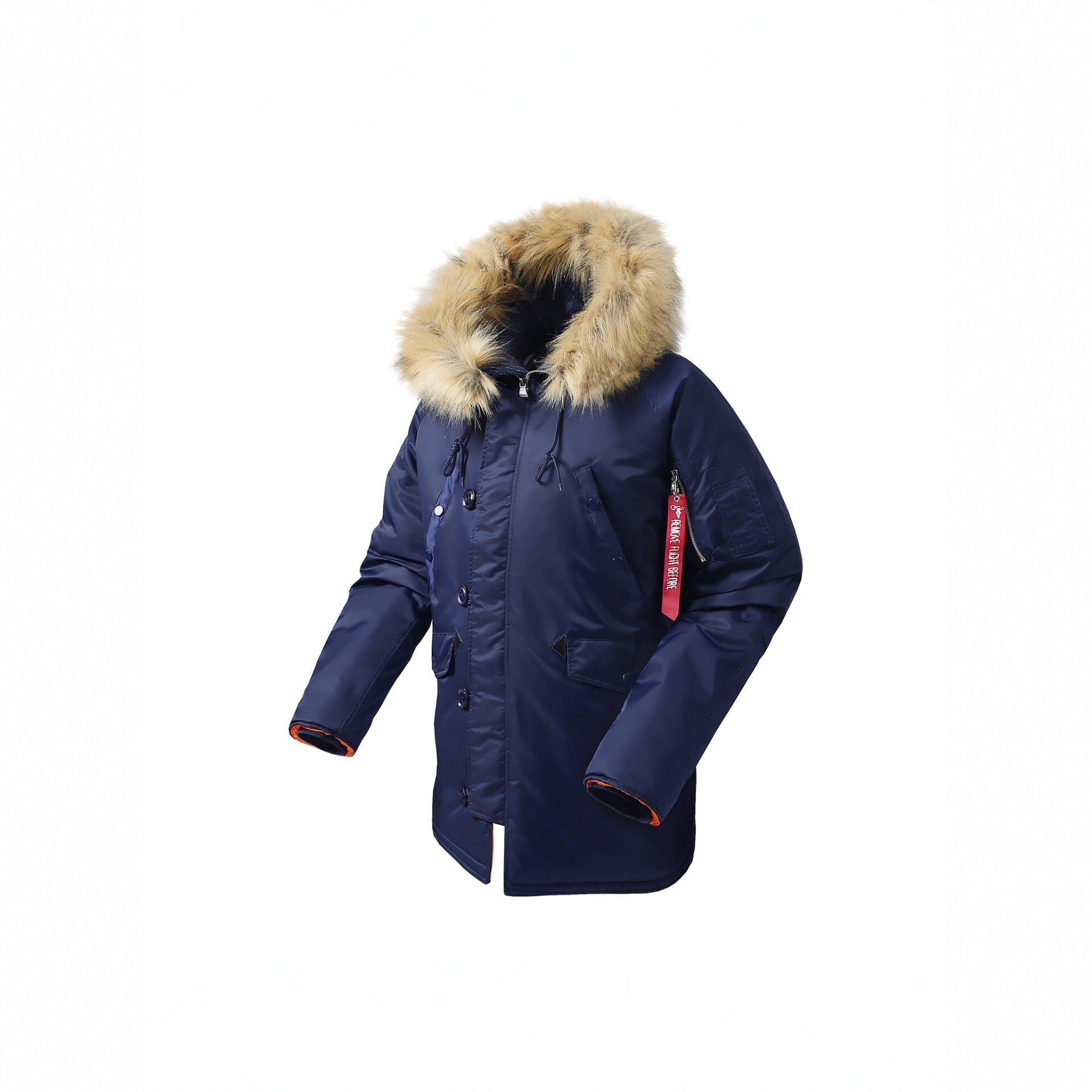 Men's longer insulated parka with faux fur hood and thermal padding Chichicherry