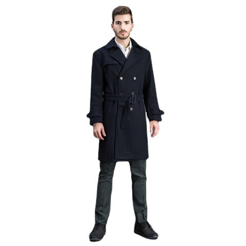 Men's wool coat in trench look with double button placket and shawl collar Chichicherry