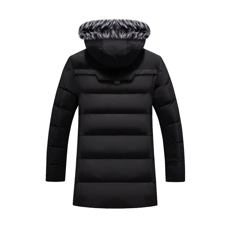 Men's longer quilted thermal parka with faux fur hood and teddy fleece lining Chichicherry
