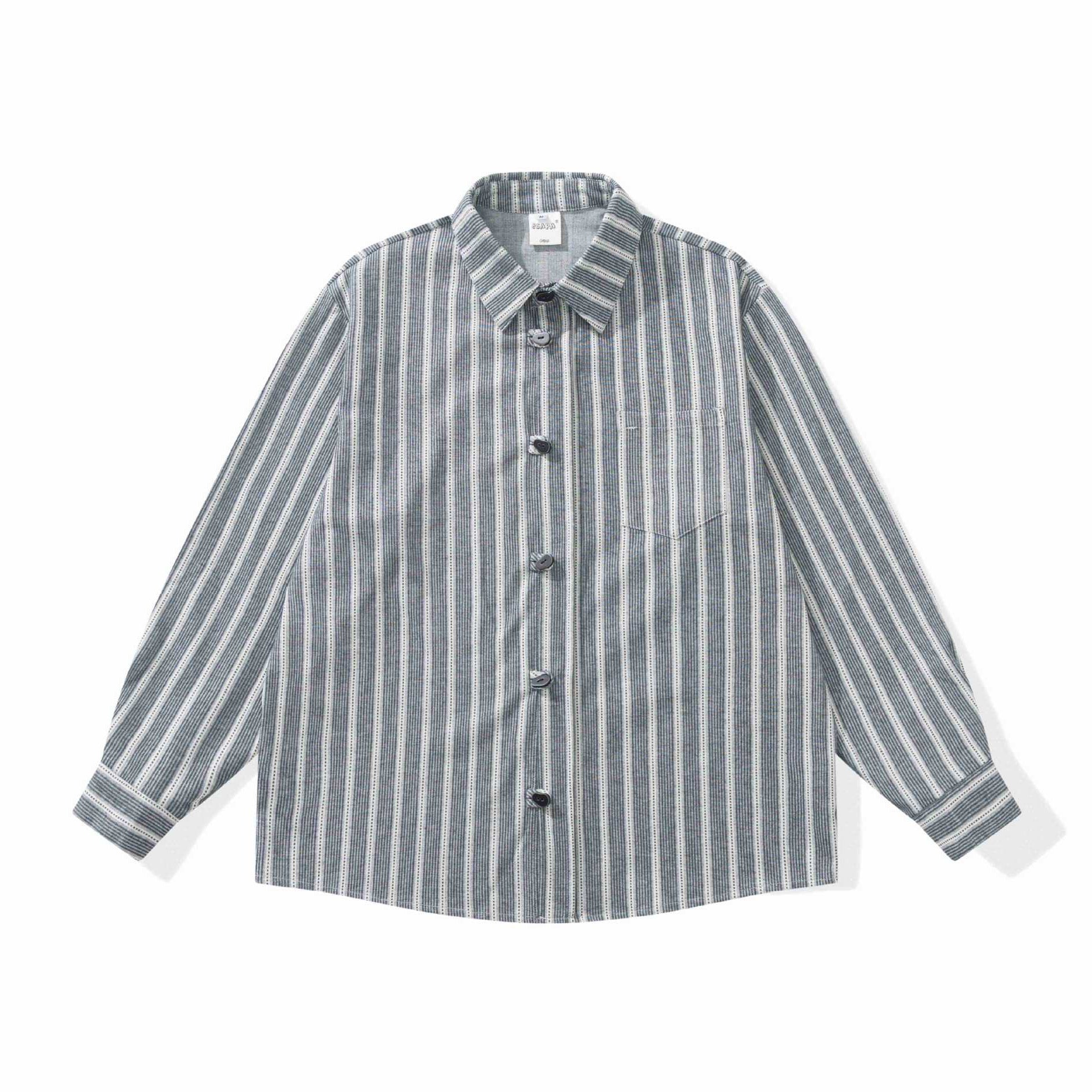 Women's Striped Overshirt Jacket with Chest Pocket Chichicherry