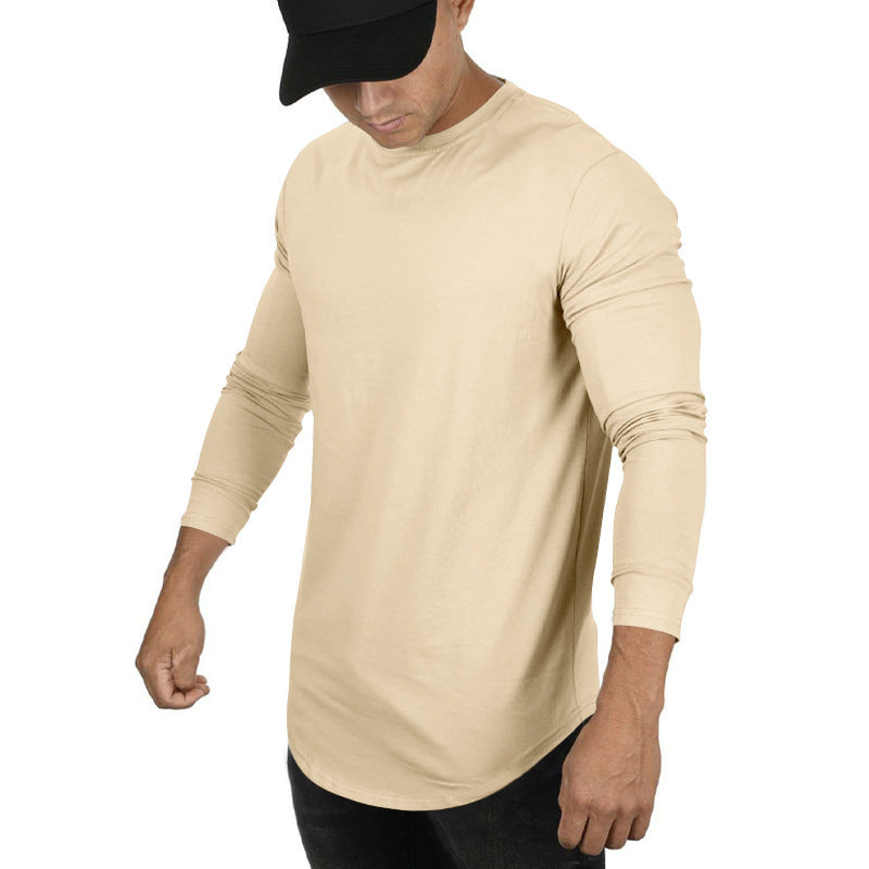 Men's long-sleeve shirt with extended round hem and slim fit made of elastic functional jersey Chichicherry