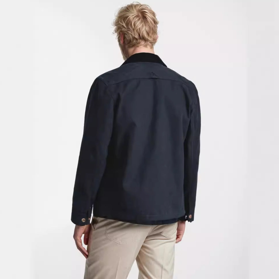 Herren robuste Canvas-Chorejacke mit Cordkragen und aufgesetzten Pattentaschen Chichicherry