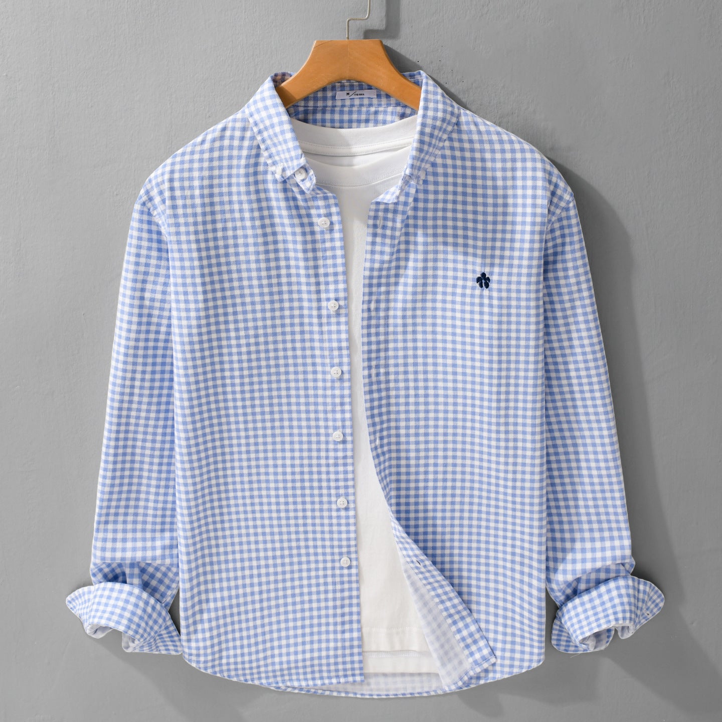 Men's checked cotton shirt with button-down collar and relaxed fit Chichicherry