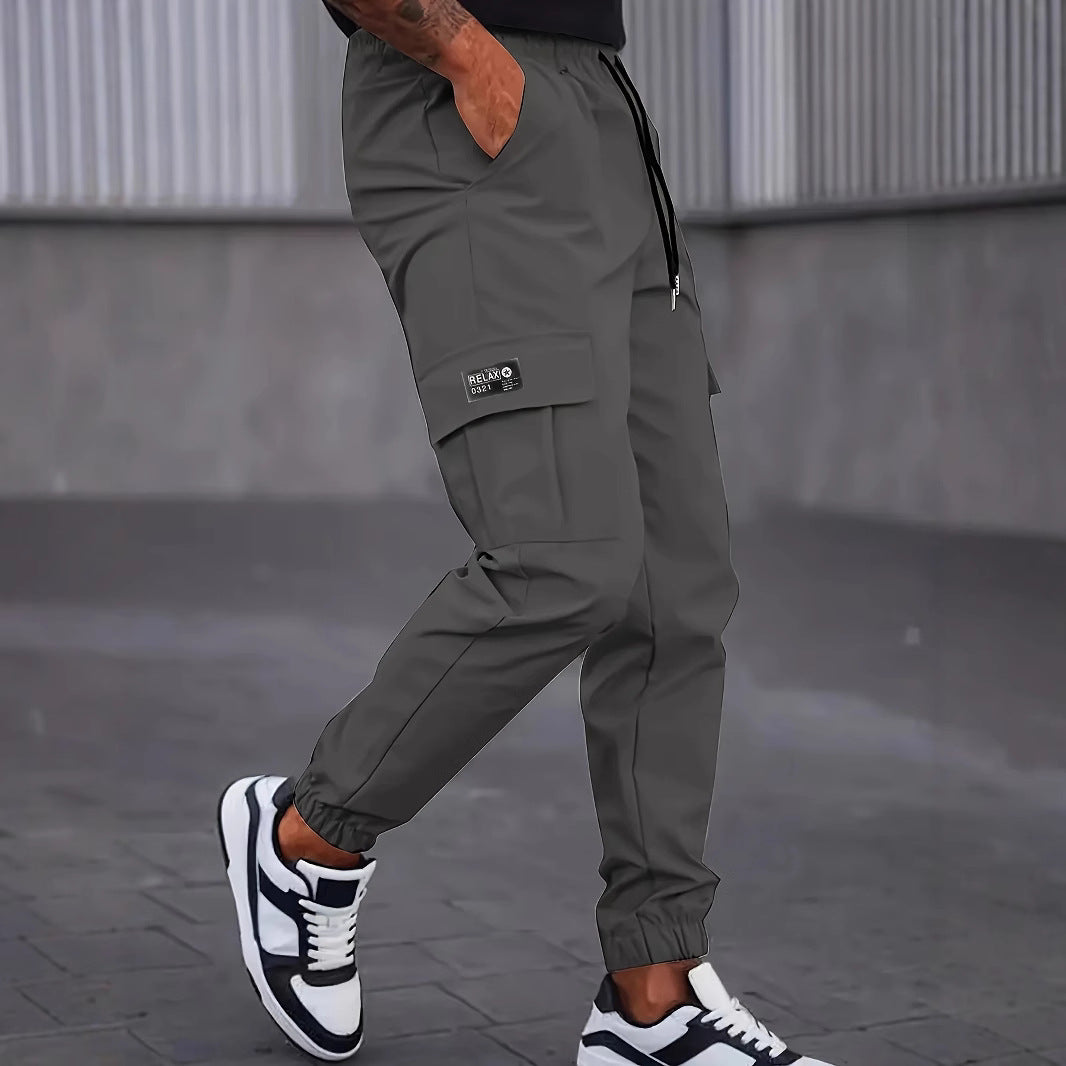 Men's cargo jogging pants with elastic waistband, cargo pockets & drawstring Chichicherry