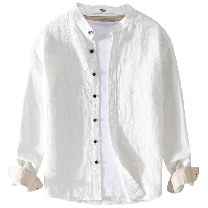 Men's Mandarin Shirt made of Linen-Cotton Blend, Relaxed Fit Chichicherry