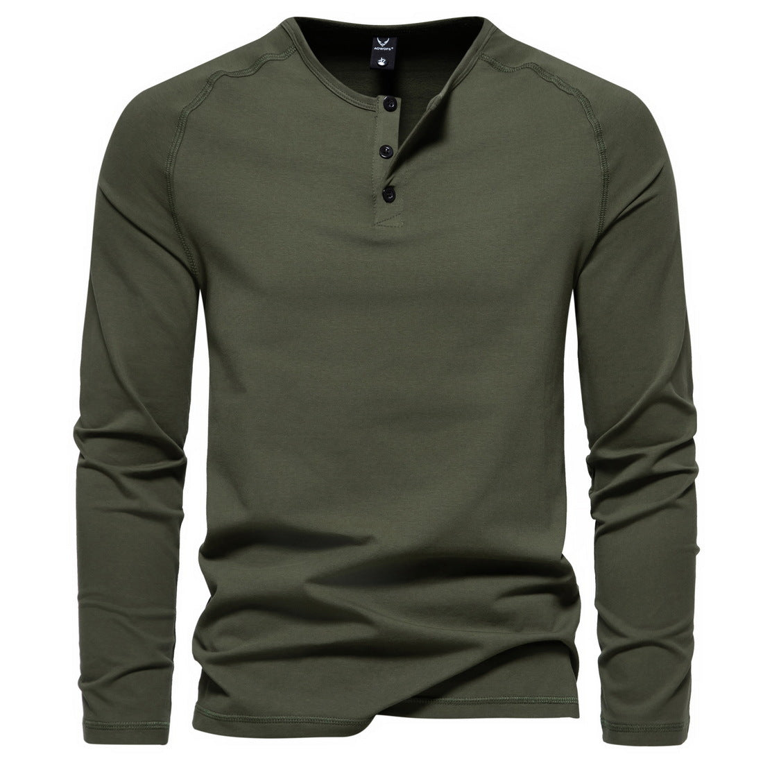 Men's Slim-Fit Cotton Blend Henley Shirt with Button Placket Chichicherry